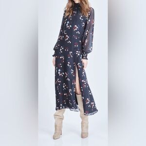 Anthropologie Caballero Valintine Floral Maxi Dress Sm Silk Dark Romantic Retro